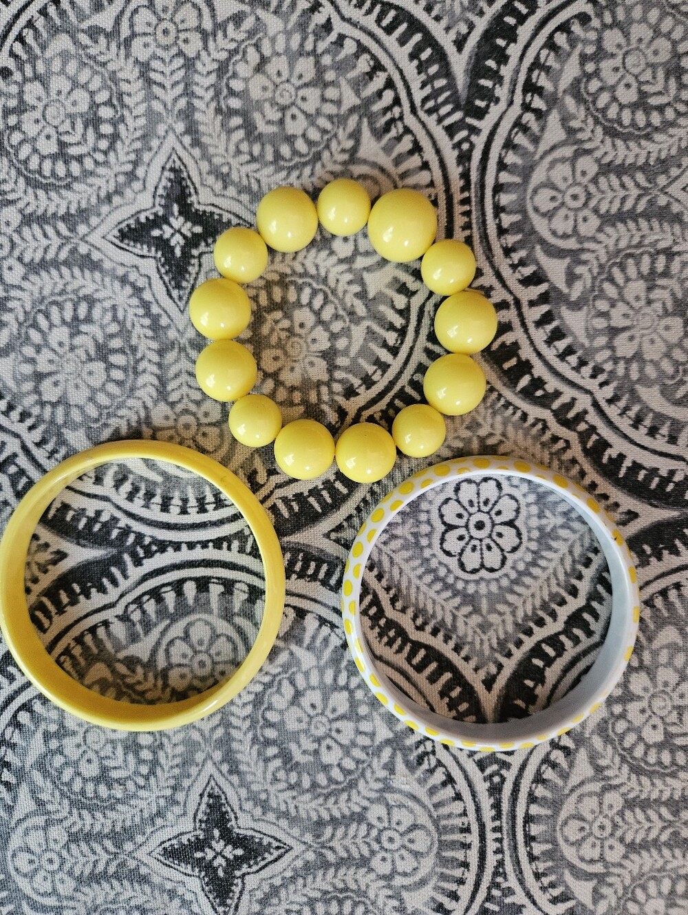 Yellow Beaded Bracelet Set with Bangles